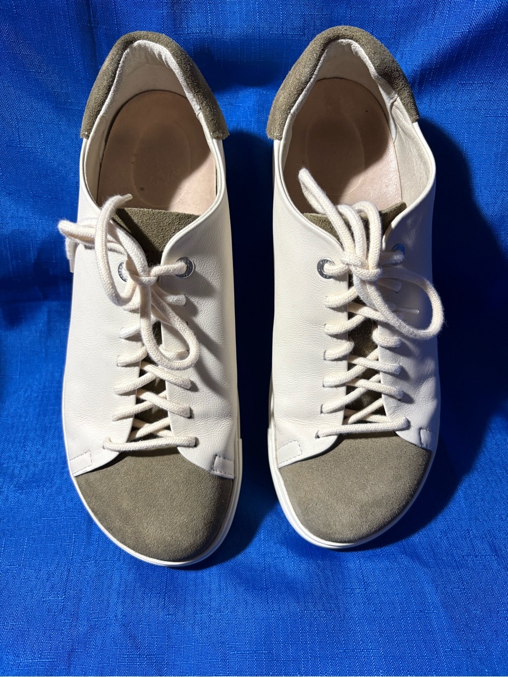 Birkenstock white and olive green low sneakers